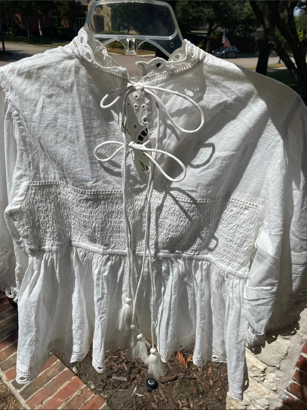 Anthropologie Forever That Girl White Eyelet Babydoll Top Let Me Be Size XS